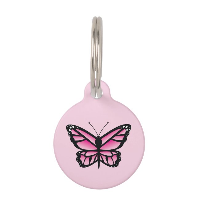 Pink Butterfly Pet Tag (Front)