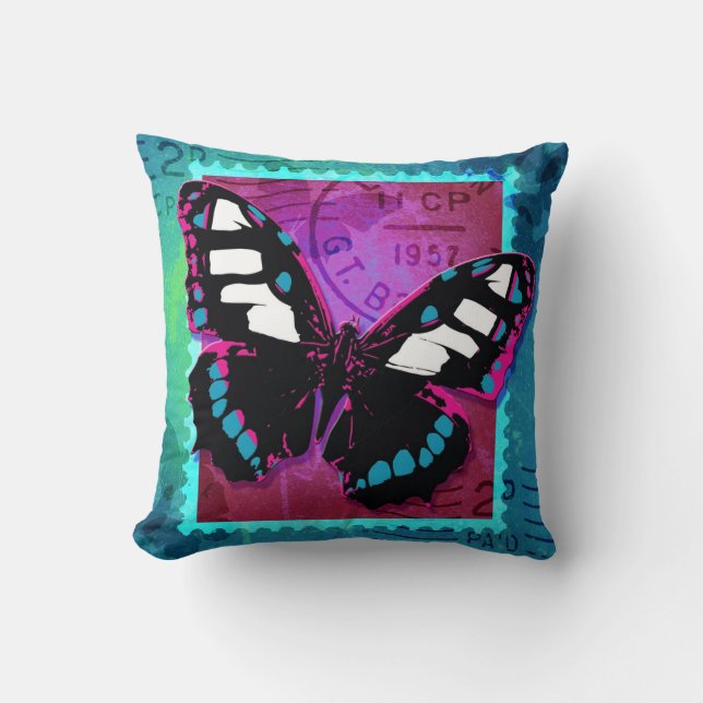 Pink Butterfly Pillow/Cushion Throw Pillow (Front)