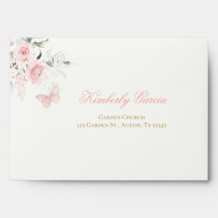 Pink Butterfly Quinceañera Envelope