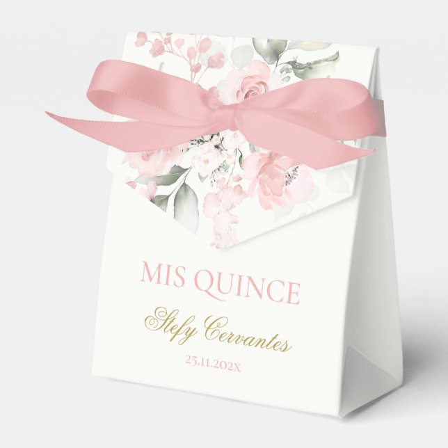 Pink Butterfly Quinceañera Favor Box (Front Side)