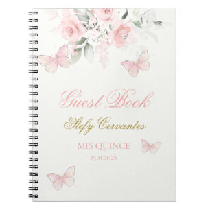 Pink Butterfly Quinceañera Guest Notebook