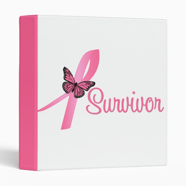 Pink Butterfly Ribbon - Breast Cancer Survivor Binder (Front/Spine)