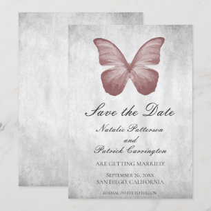 Pink Butterfly Save the Date Invite