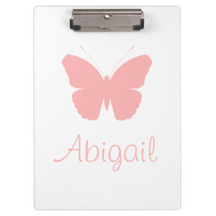 Pink Butterfly Silhouette Design (Personalized) Clipboard