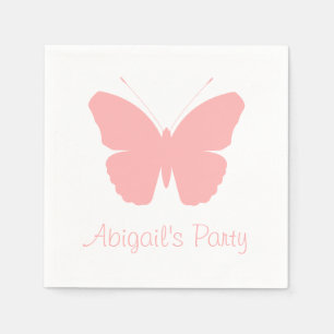 Pink Butterfly Silhouette Design (Personalized) Napkin