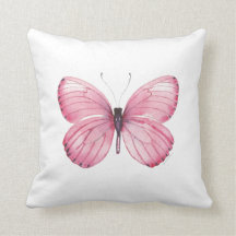 Pink Butterfly Throw Pillow