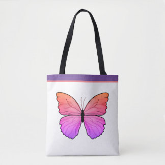 Pink Butterfly with Name Tote Bag