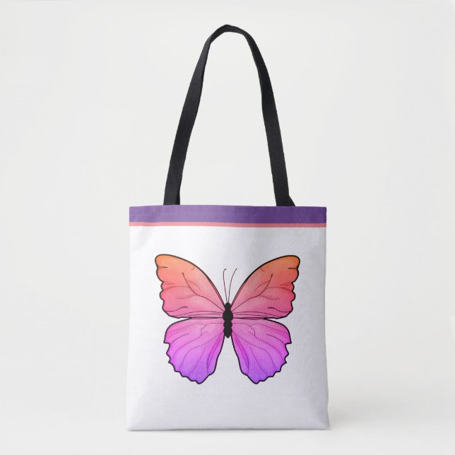 Pink Butterfly with Name Tote Bag (Front)