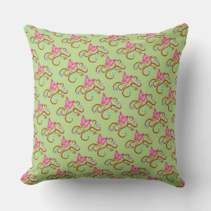 Pink Butterfly with Spring Flowers Square Pillow