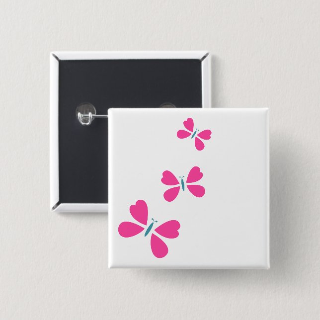 Pink Butterfly's flying  2 Inch Square Button (Front & Back)