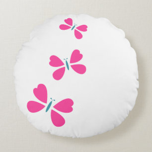 Pink Butterfly's flying Round Pillow
