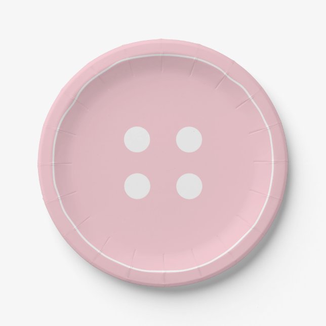 Pink Button Paper Plates (Front)