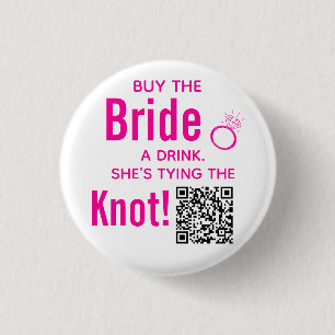 Pink Buy The Bride a Drink Bachelorette Party  1 Inch Round Button