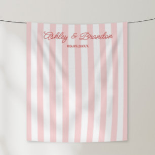 Pink Cabana Stripe Personalized Wedding Tapestry