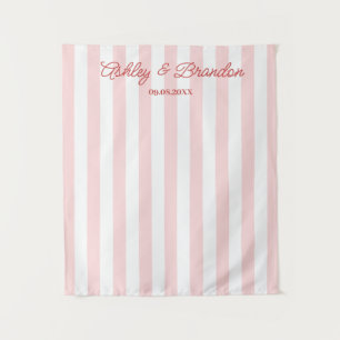 Pink Cabana Stripe Personalized Wedding Tapestry
