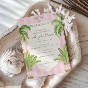 Pink Cabana Stripes Palm Beach  Invitation