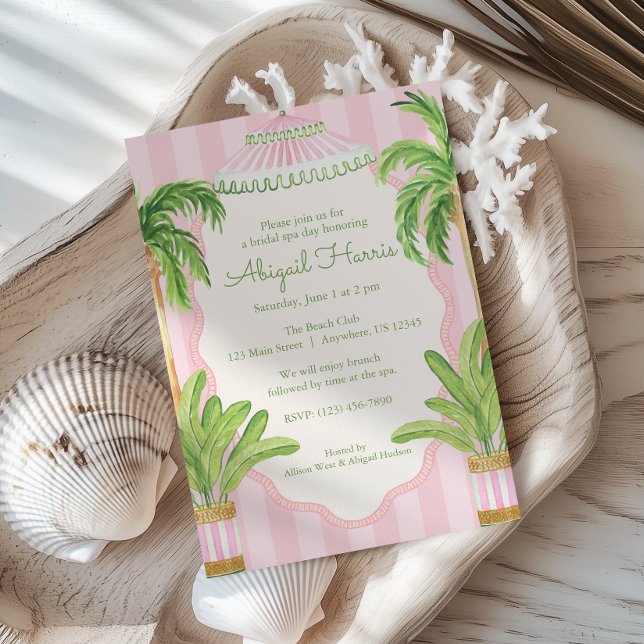 Pink Cabana Stripes Palm Beach  Invitation (Creator Uploaded)