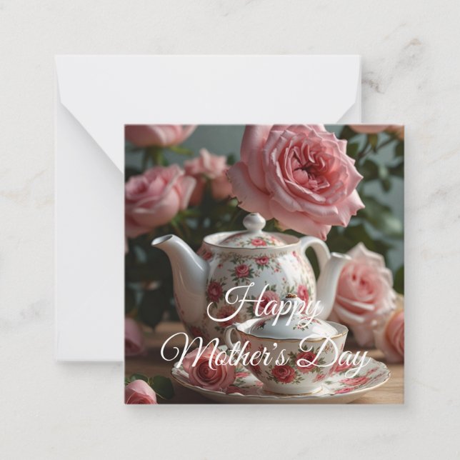 Pink Cabbage Rose Tea  Card (Front)