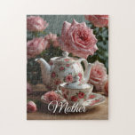 Pink Cabbage Rose Tea  Jigsaw Puzzle<br><div class="desc">Enjoy hours of fun and creativity with our customizable Pink Cabbage Rose Tea  puzzle — a unique gift idea for all ages and a perfect keepsake for any occasion.</div>