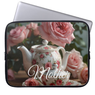 Pink Cabbage Rose Tea  Laptop Sleeve