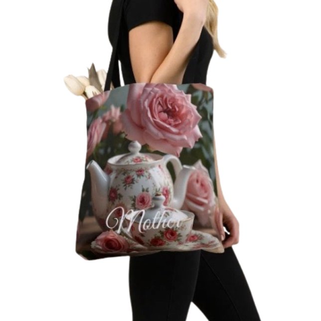 Pink Cabbage Rose Tea  Tote Bag (Chic tote bag for Mom—perfect for errands, shopping, and showing love this Mother’s Day.

)