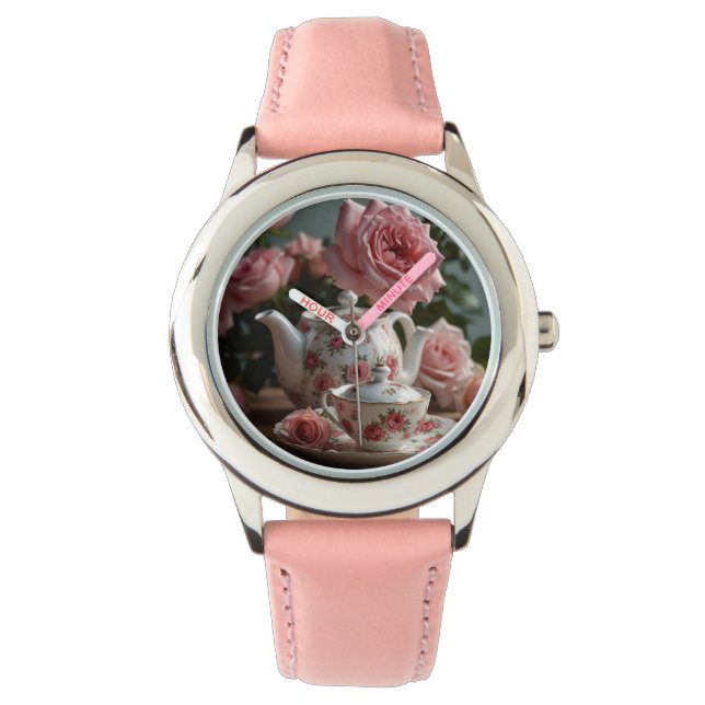 Pink Cabbage Rose Tea  Watch (Front)