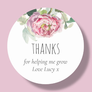 Pink Cabbage Rose Thank You Teacher   Classic Round Sticker