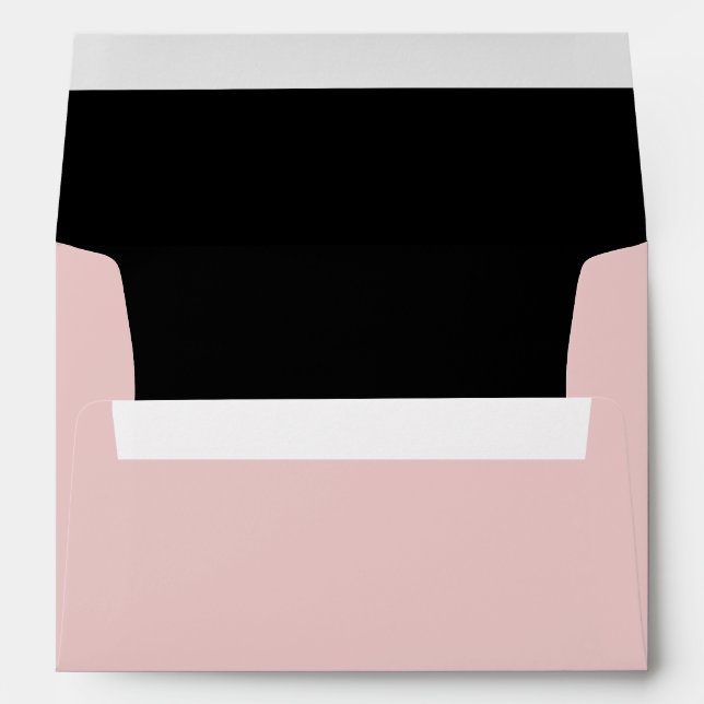 Pink Cabbage Roses and Black Lace Wedding Envelope (Back (Bottom))