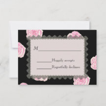 Pink Cabbage Roses and Black Lace Wedding