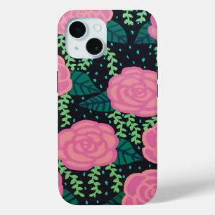Pink Cabbage Roses Tote Bag iPhone 15 Case