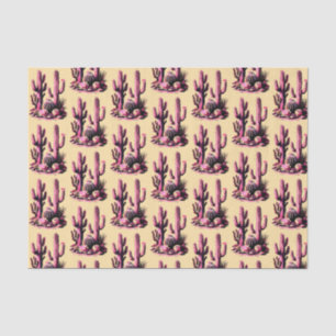 Pink Cacti Batch-Tan Background Tissue Paper