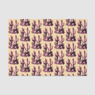 Pink Cacti Batch-Tan Background Tissue Paper