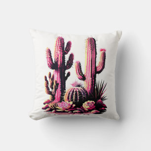 Pink Cacti Batch Throw Pillow