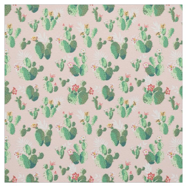 pink cactus flower fabric (Swatch)