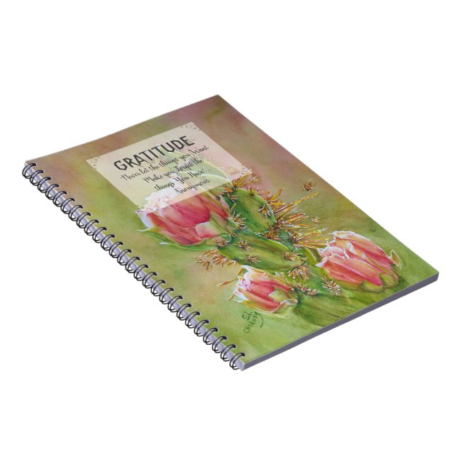 Pink Cactus Flower Gratitude Notebook (Right Side)