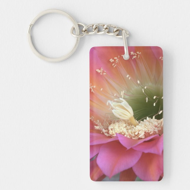 Pink cactus flower in the desert keychain (Front)