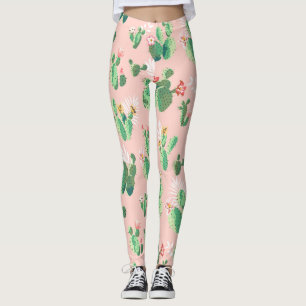 pink cactus flower leggings