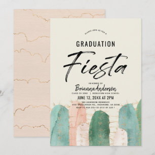 Pink Cactus Graduation Fiesta Invitation
