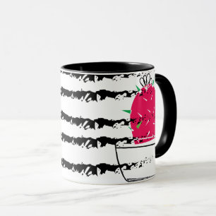 Pink Cactus Monogram striped Mug
