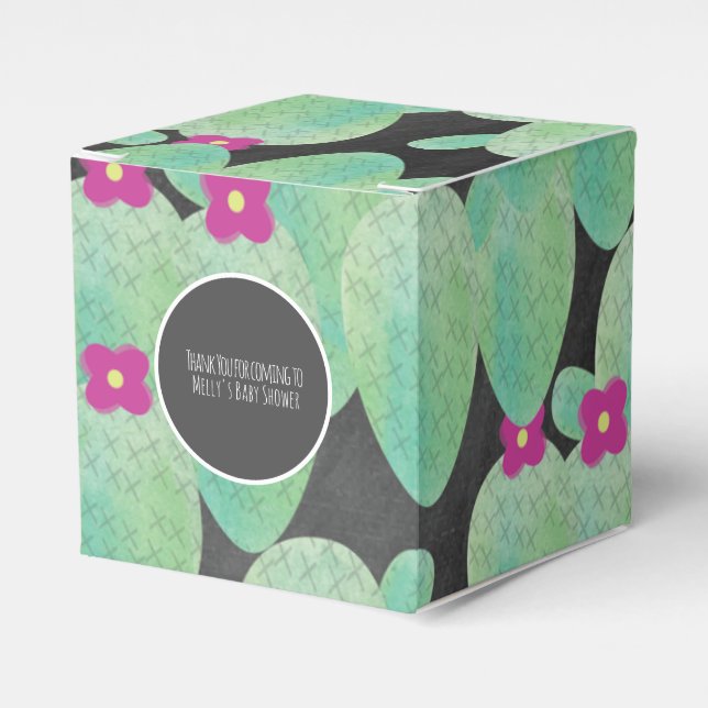 Pink Cactus Pattern Cartoon Thank You  Favour Box (Front Side)