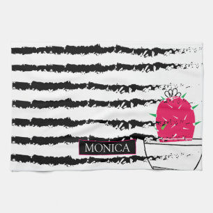 Pink Cactus pattern design Kitchen Towel