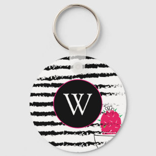 Pink Cactus pattern Monogram Keychain