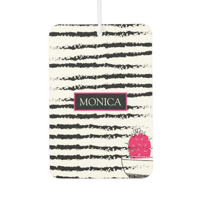 Pink Cactus striped pattern Air Freshener (Front)
