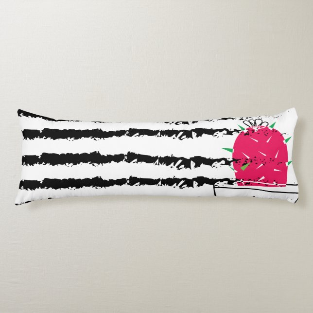 Pink Cactus striped pattern design Body Pillow (Front)