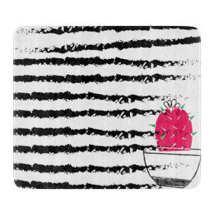 Pink Cactus striped pattern design Cutting Board