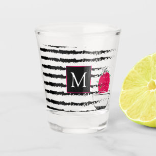 Pink Cactus striped pattern design Shot Glass