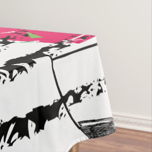 Pink Cactus striped pattern design Tablecloth