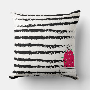 Pink Cactus striped pattern Throw Pillow