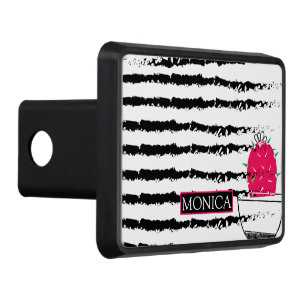 Pink Cactus striped pattern Trailer Hitch Cover