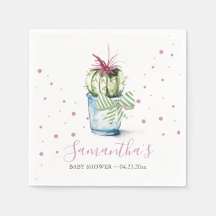 Pink Cactus Theme Baby Shower Napkin